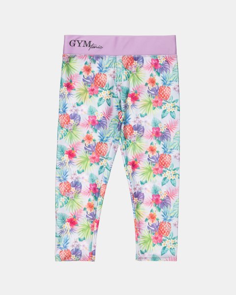 Set Gym Tonic crop top and leggings with tropical pattern (6-16 years)