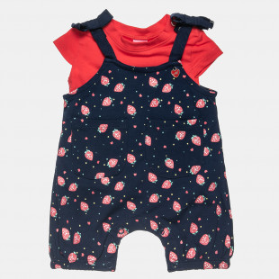 Overall with top and strawberry pattern (3-18 months)