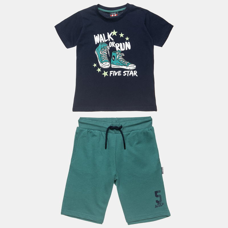 Set Five Star t-shirt with embossed print and shorts (12 months-5 years)