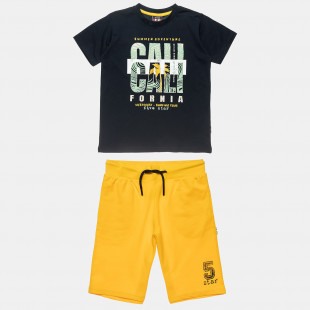 Set Five Star t-shirt with embossed print and shorts (6-16 years)