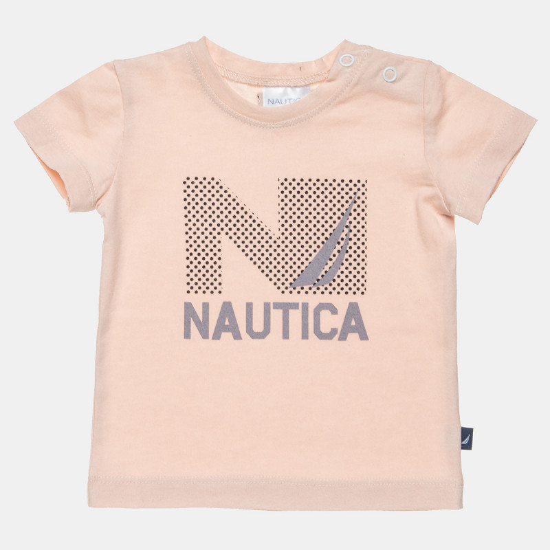 Σετ Nautica σομόν μπλούζα με τύπωμα και σόρτς (6 μηνών-3 ετών)