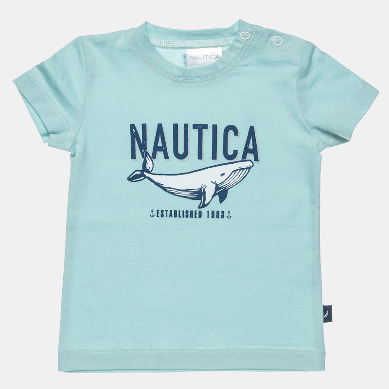 Set Nautica menta top with print and shorts (6 months-3 years)
