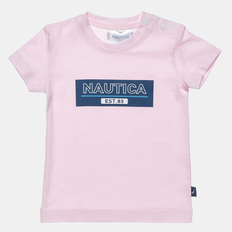 Σετ Nautica ροζ μπλούζα με τύπωμα και σόρτς (6 μηνών-3 ετών)