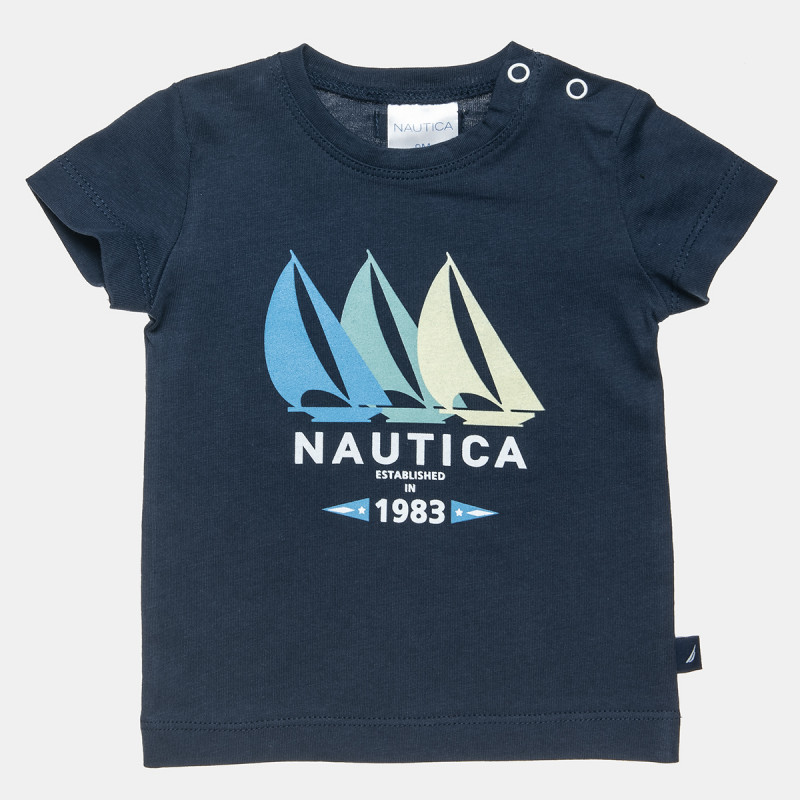 Set Nautica blue top with print and shorts (6 months-3 years)