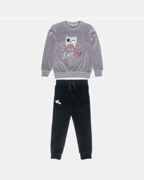 Tracksuit velour with flippy sequin and embroidery (6-14 years)
