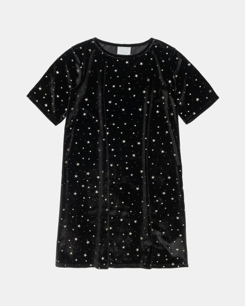 Velour dress with gold stars pattern (6-16 years)