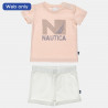 Σετ Nautica σομόν μπλούζα με τύπωμα και σόρτς (6 μηνών-3 ετών)