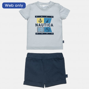 Set Nautica grey top with print and shorts (6 months-3 years)