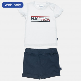 Σετ Nautica μπλε μπλούζα με τύπωμα και σόρτς (6 μηνών-3 ετών)