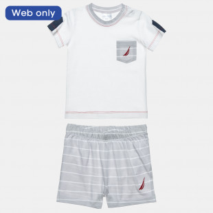 Set Nautica grey top and shorts with embroidery (6 months-3 years)
