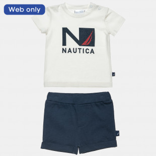 Set Nautica ecru top with print and shorts (6 months-3 years)