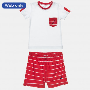 Σετ Nautica κόκκινο μπλούζα με σόρτς με κέντημα (6 μηνών-3 ετών)