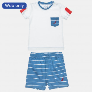 Set Nautica blue top and shorts with embroidery (6 months-3 years)