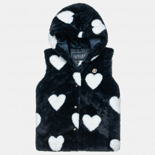 Vest jacket from faux fur with hearts pattern (6-14 years)