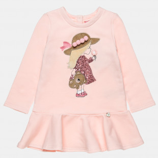 Dress with ruffles, pom pon and sequins (18 months-5 years)
