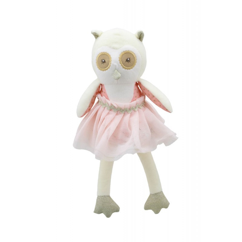Plush toy Wilberry owl with pink skirt 30cm