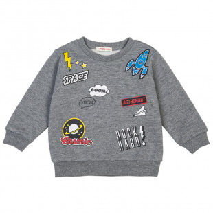 Μπλούζα φούτερ μελανζέ με τυπώματα (Αγόρι 12 μηνών-3 ετών)