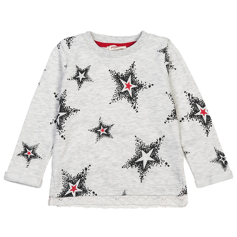 Μπλούζα με μοτίβο αστέρια και λεπτομέρεια δαντέλας (Κορίτσι 12 μηνών-3 ετών)