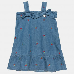 Dress with embroideries from super soft denim (3 months-5 years)