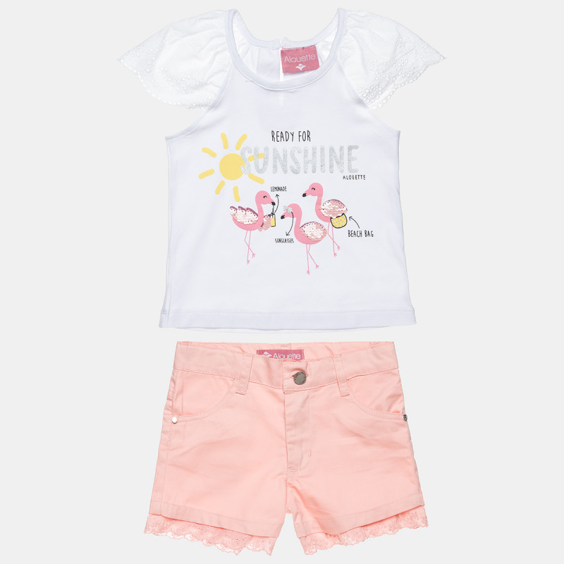 Set top and shorts with embroideries (18 months-5 years)