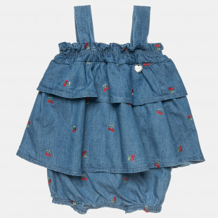 Denim babygrow with embroidery (1-12 months)