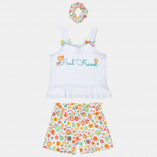 Σετ Paul Frank μπλούζα με glitter και φλοράλ σορτς με ασορτί scrunchie (12 μηνών-5 ετών)