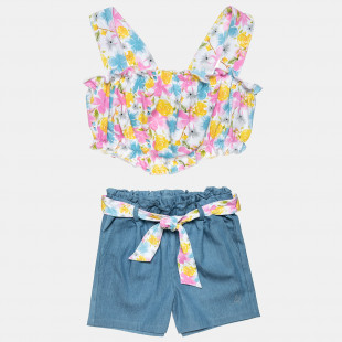 Set crop top with denim shorts (6-16 years)