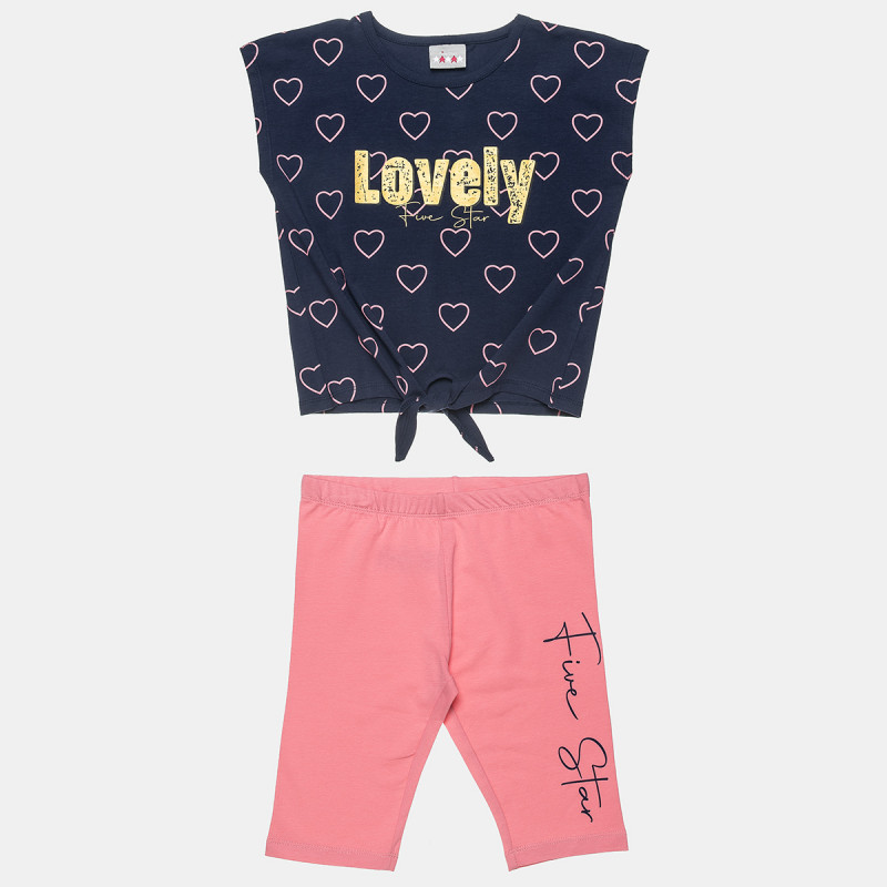 Set Five Star top with print and biker leggings (6-16 years)