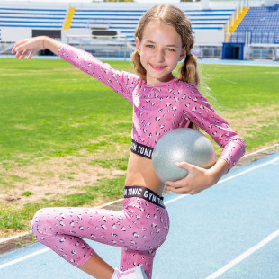 Set Gym Tonic crop top and leggings with hearts pattern (6-16 years)