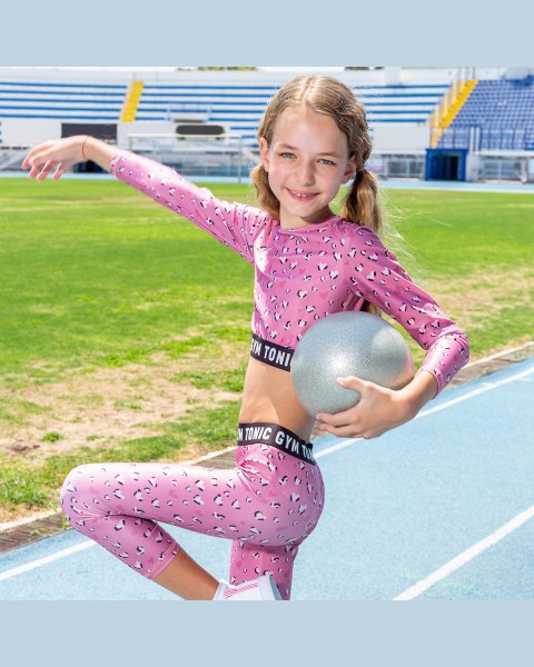 Set Gym Tonic crop top and leggings with hearts pattern (6-16 years)