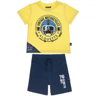 Σετ μπλούζα με τύπωμα Motorcycles & βερμούδα (1-5 ετών)