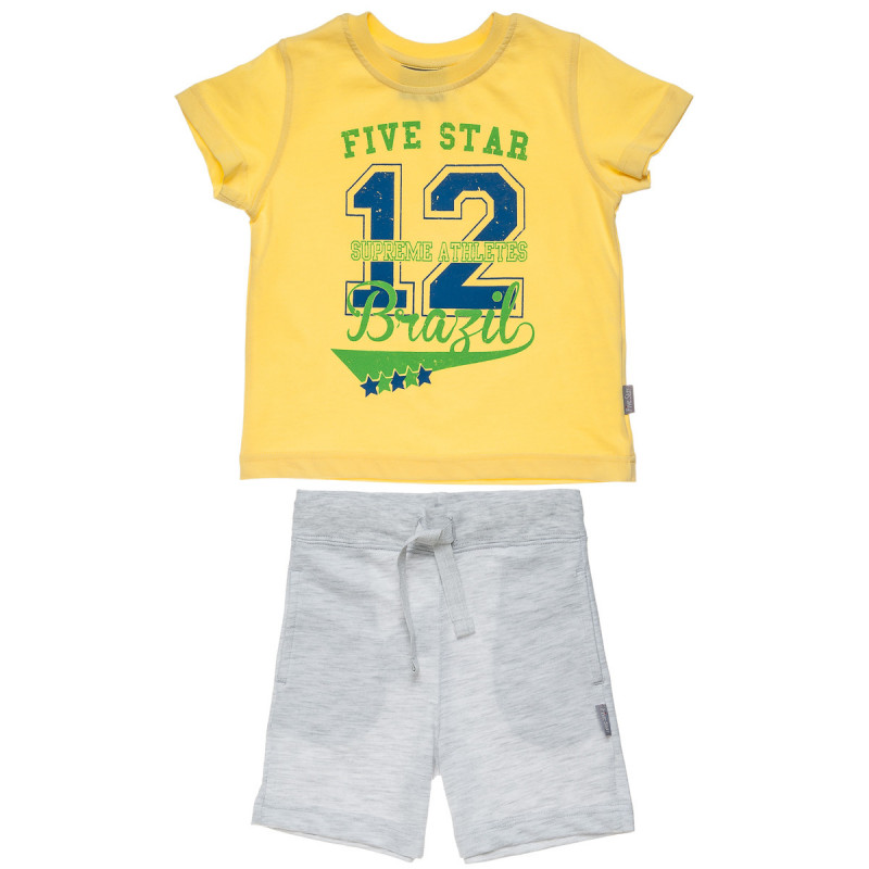 Σετ Five Star μπλούζα με τύπωμα 12 & μελανζέ βερμούδα (1-5 ετών)