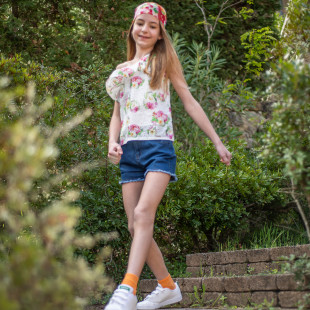 Μπλούζα με διάτρητα κεντήματα και φλοράλ μοτίβο (6-14 ετών)