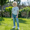 Denim pants with an elasticized drawstring waistband (6-16 years)