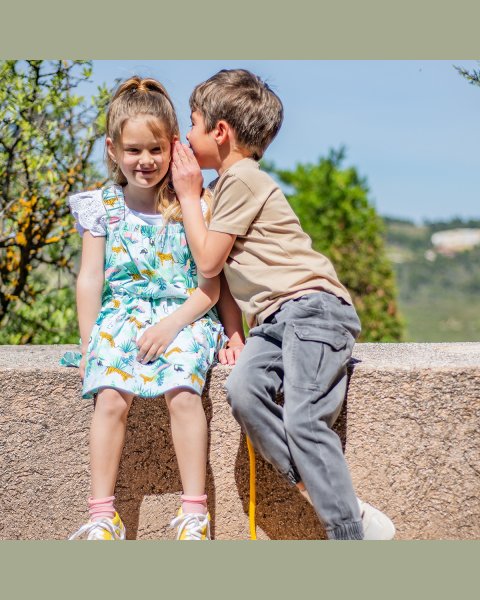 Denim pants with drawstring elastic at waistband (6-16 years)