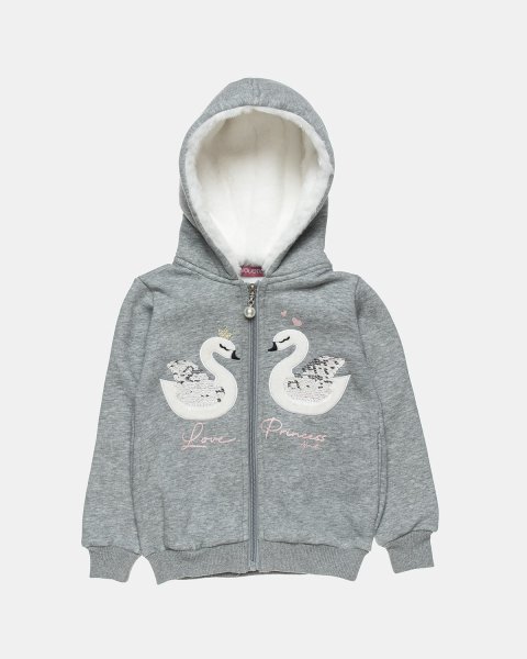 Zip hoodie  cotton fleece blend with sequins  (12 months-5 years)