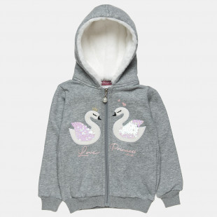 Zip hoodie  cotton fleece blend with sequins  (12 months-5 years)