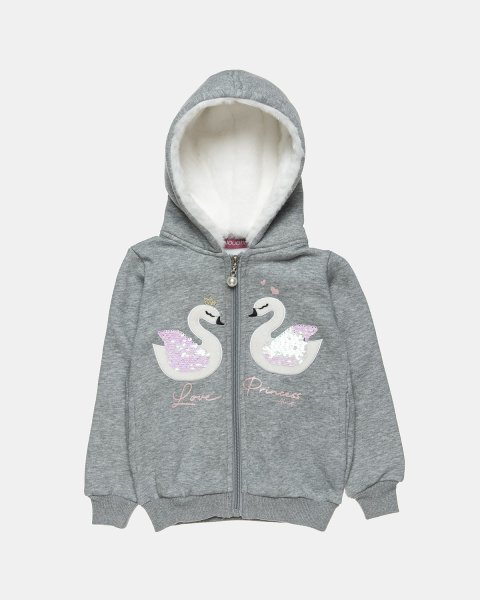 Zip hoodie  cotton fleece blend with sequins  (12 months-5 years)