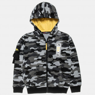 Zip hoodie Moovers with army look and sleeve pocket (6-16 years)