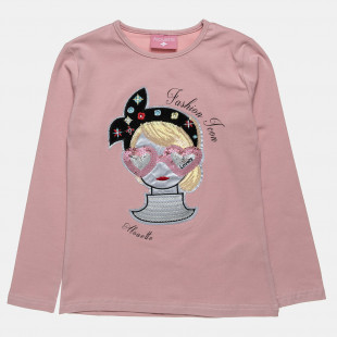Long sleeve top with embroidery and sequins (6-14 years)
