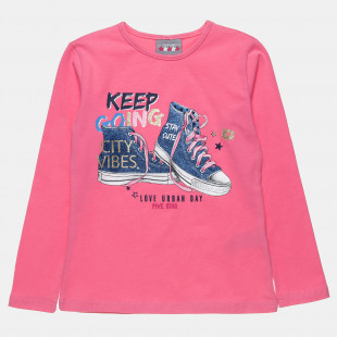 Long sleeve top with glitter detail print (6-14 years)