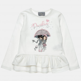 Long sleeve top with ruffles, embroidery and glitter details (12 months-5 years)