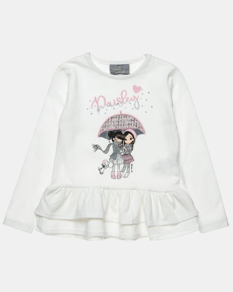 Long sleeve top with ruffles, embroidery and glitter details (12 months-5 years)