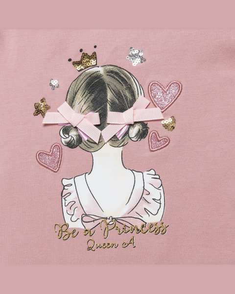 Long sleeve top with decorative bows and glitter details (12 months-5 years)