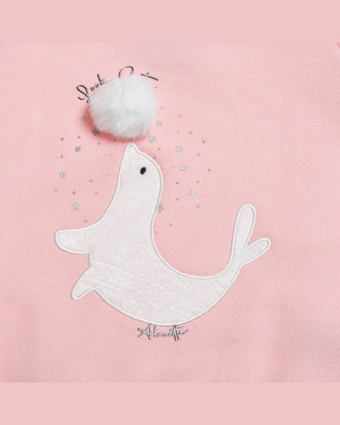 Long sleeve top cotton fleece blend with pom pon and glitter details (12 months-5 years)