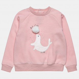 Long sleeve top cotton fleece blend with pom pon and glitter details (12 months-5 years)
