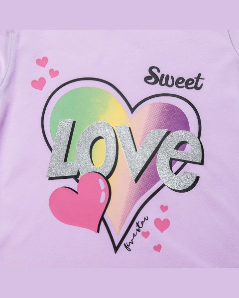 Long sleeve top with print and glitter details (6-14 years)