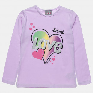 Long sleeve top with print and glitter details (6-14 years)