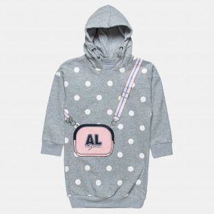 Dress cotton fleece blend with silver shiny detail print (6-14 years)