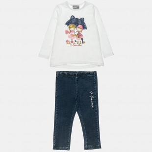 Set Moovers top with pom pon and denim leggings (12 months-5 years)